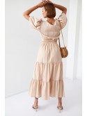 Women\'s summer set, beige blouse and skirt FG647 - Online store - Boutique